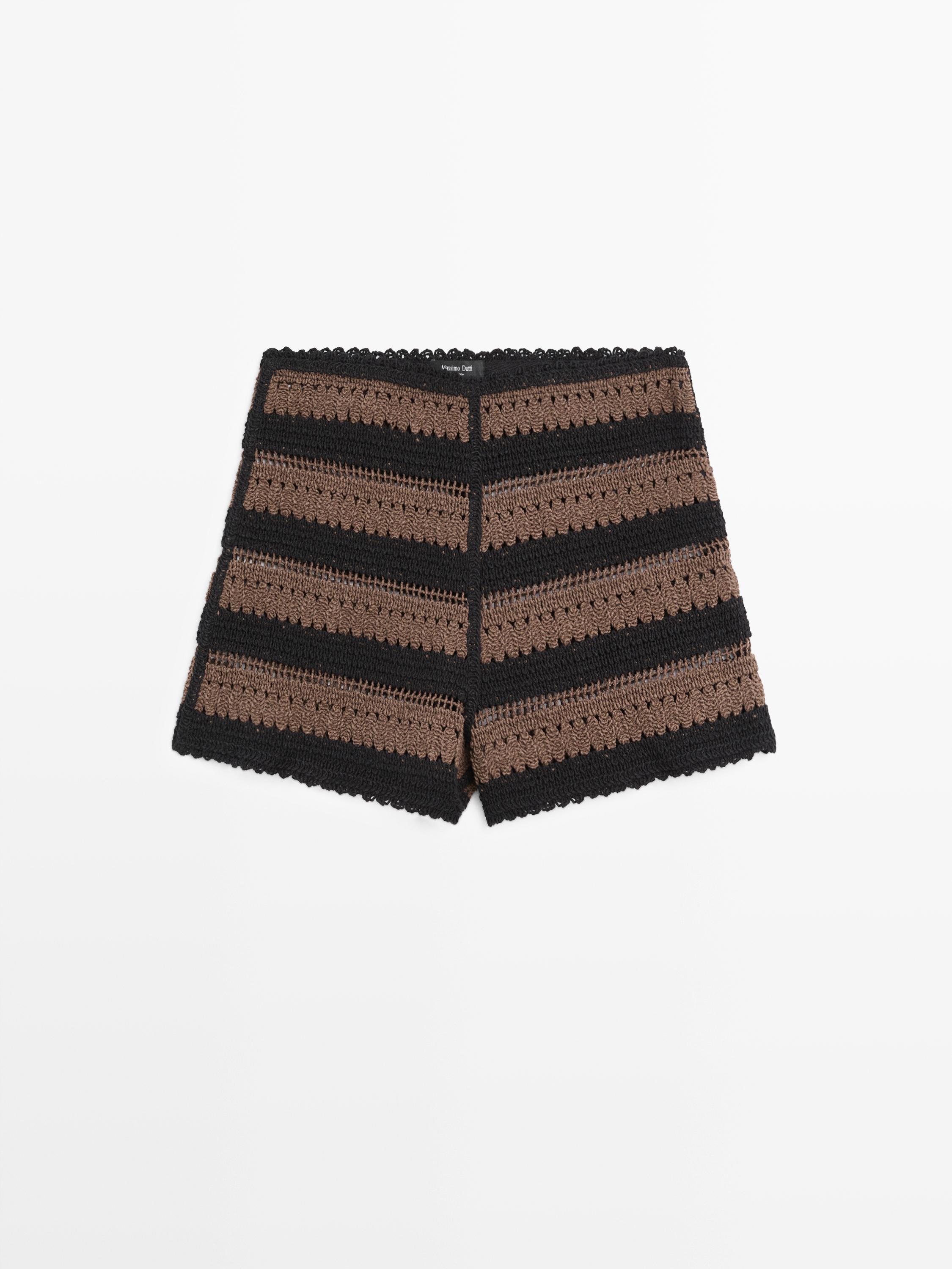 Short à rayures crochet en coton